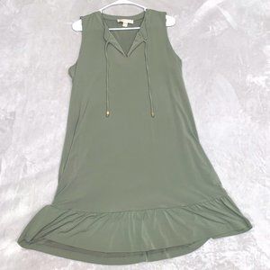 Michael Kors Size XL Army Green Ruffle Hem Mini Dress